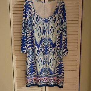 Chic Blue and White Patterned Women's Dress M